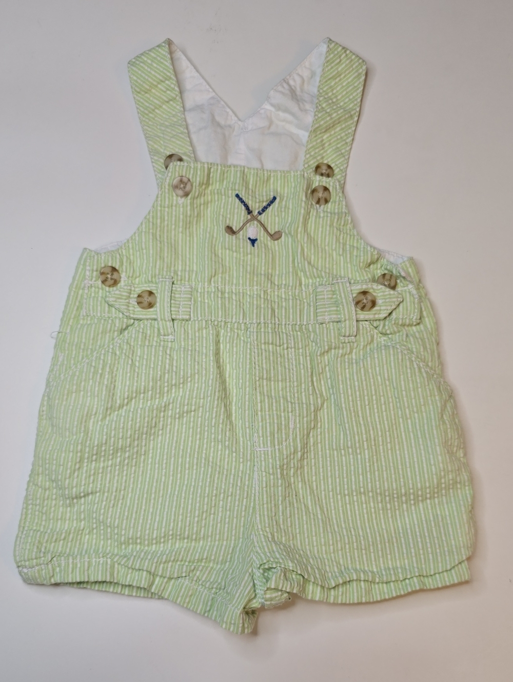 Kitestrings Light Green Seersucker Golf Shortalls